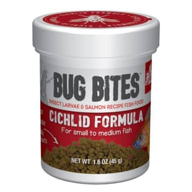 Bug Bites Cichlid Granules fish food are formulated to address the natural, insect-based feeding habits of fish and include a balanced mix of premium proteins, vitamins and minerals for complete daily nutrition.